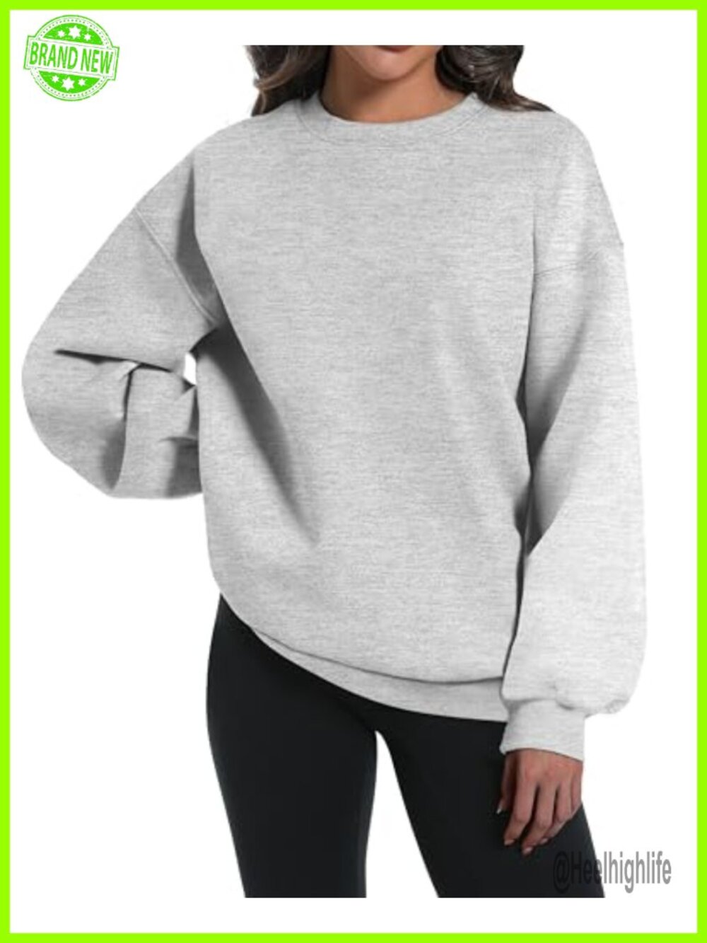 Oversized Crewneck Sweatshirt Cotton Polyester Pullover Long Sleeve Cozy Top